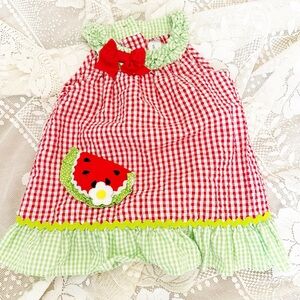 Emily Rose Red & Green Gingham Dress with Watermelon Bow